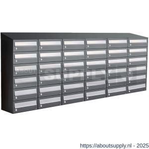 Allux Hive set postkast staal verzinkt gepoedercoat 6-breed 6-hoog met dak antraciet - S11201462 - afbeelding 1