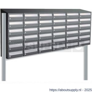 Allux Hive set postkast staal verzinkt gepoedercoat 6-breed 6-hoog met dak op statief antraciet - S11201463 - afbeelding 1