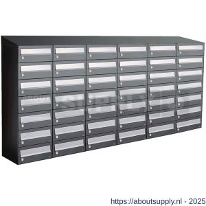 Allux Hive set postkast staal verzinkt gepoedercoat 6-breed 7-hoog met dak antraciet - S11201466 - afbeelding 1