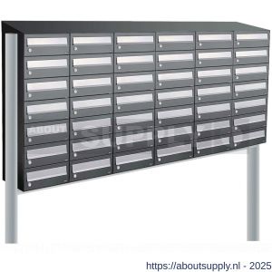 Allux Hive set postkast staal verzinkt gepoedercoat 6-breed 7-hoog met dak op statief antraciet - S11201467 - afbeelding 1