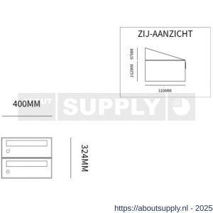 Allux Hive set postkast staal verzinkt gepoedercoat 1-breed 2-hoog antraciet - S11201325 - afbeelding 2