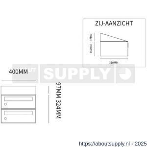 Allux Hive set postkast staal verzinkt gepoedercoat 1-breed 2-hoog met dak zwart - S11201470 - afbeelding 2