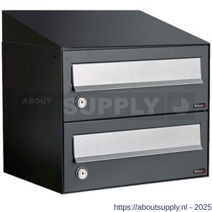 Allux Hive set postkast staal verzinkt gepoedercoat 1-breed 2-hoog met dak zwart - S11201470 - afbeelding 1