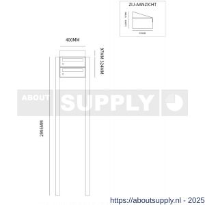 Allux Hive set postkast staal verzinkt gepoedercoat 1-breed 2-hoog met dak op statief antraciet - S11201327 - afbeelding 2