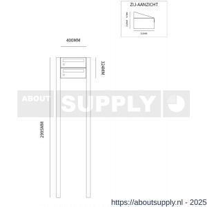 Allux Hive set postkast staal verzinkt gepoedercoat 1-breed 2-hoog op statief zwart - S11201472 - afbeelding 2