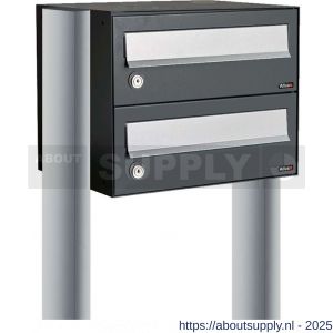 Allux Hive set postkast staal verzinkt gepoedercoat 1-breed 2-hoog op statief zwart - S11201472 - afbeelding 1