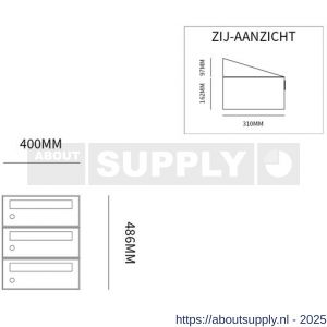 Allux Hive set postkast staal verzinkt gepoedercoat 1-breed 3-hoog antraciet - S11201329 - afbeelding 2