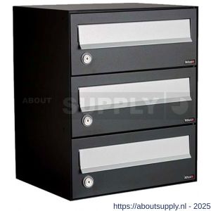 Allux Hive set postkast staal verzinkt gepoedercoat 1-breed 3-hoog zwart - S11201473 - afbeelding 1