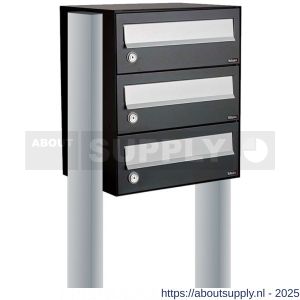 Allux Hive set postkast staal verzinkt gepoedercoat 1-breed 3-hoog op statief zwart - S11201476 - afbeelding 1