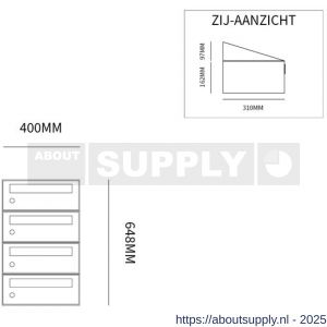 Allux Hive set postkast staal verzinkt gepoedercoat 1-breed 4-hoog antraciet - S11201333 - afbeelding 2
