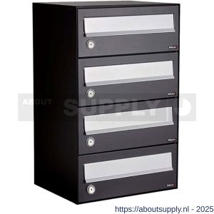 Allux Hive set postkast staal verzinkt gepoedercoat 1-breed 4-hoog zwart - S11201477 - afbeelding 1
