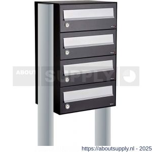 Allux Hive set postkast staal verzinkt gepoedercoat 1-breed 4-hoog op statief zwart - S11201480 - afbeelding 1