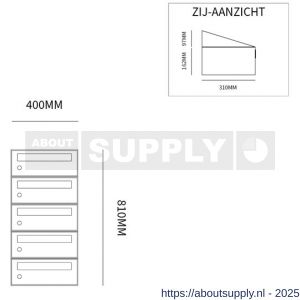 Allux Hive set postkast staal verzinkt gepoedercoat 1-breed 5-hoog zwart - S11201481 - afbeelding 2