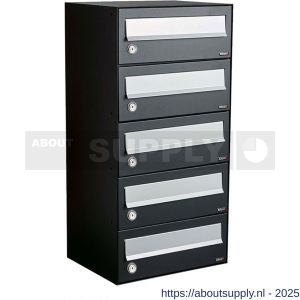 Allux Hive set postkast staal verzinkt gepoedercoat 1-breed 5-hoog zwart - S11201481 - afbeelding 1
