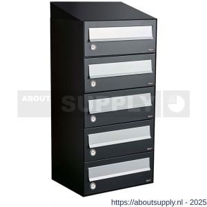 Allux Hive set postkast staal verzinkt gepoedercoat 1-breed 5-hoog met dak zwart - S11201482 - afbeelding 1