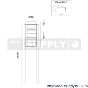 Allux Hive set postkast staal verzinkt gepoedercoat 1-breed 5-hoog met dak op statief zwart - S11201483 - afbeelding 2