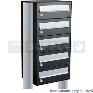 Allux Hive set postkast staal verzinkt gepoedercoat 1-breed 5-hoog op statief zwart - S11201484 - afbeelding 1
