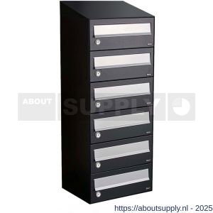 Allux Hive set postkast staal verzinkt gepoedercoat 1-breed 6-hoog met dak zwart - S11201486 - afbeelding 1