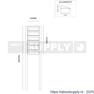 Allux Hive set postkast staal verzinkt gepoedercoat 1-breed 6-hoog op statief antraciet - S11201344 - afbeelding 2
