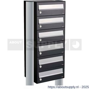 Allux Hive set postkast staal verzinkt gepoedercoat 1-breed 6-hoog op statief zwart - S11201488 - afbeelding 1