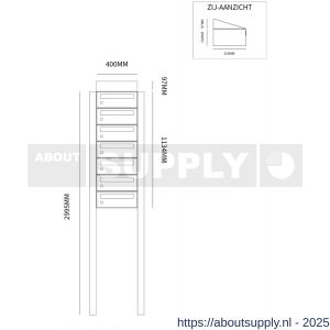 Allux Hive set postkast staal verzinkt gepoedercoat 1-breed 7-hoog met dak op statief zwart - S11201491 - afbeelding 2