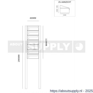 Allux Hive set postkast staal verzinkt gepoedercoat 1-breed 7-hoog op statief zwart - S11201492 - afbeelding 2