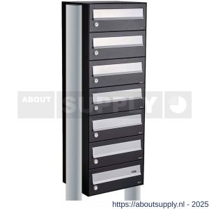 Allux Hive set postkast staal verzinkt gepoedercoat 1-breed 7-hoog op statief zwart - S11201492 - afbeelding 1