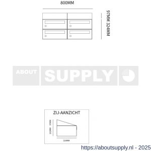 Allux Hive set postkast staal verzinkt gepoedercoat 2-breed 2-hoog met dak zwart - S11201494 - afbeelding 2