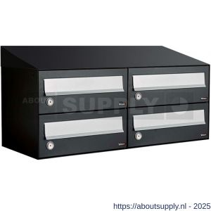 Allux Hive set postkast staal verzinkt gepoedercoat 2-breed 2-hoog met dak zwart - S11201494 - afbeelding 1