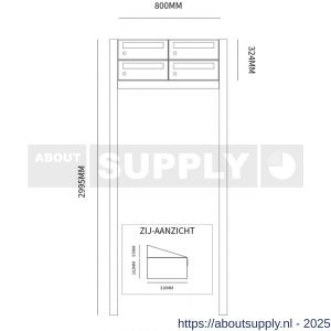 Allux Hive set postkast staal verzinkt gepoedercoat 2-breed 2-hoog op statief zwart - S11201496 - afbeelding 2
