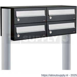 Allux Hive set postkast staal verzinkt gepoedercoat 2-breed 2-hoog op statief zwart - S11201496 - afbeelding 1