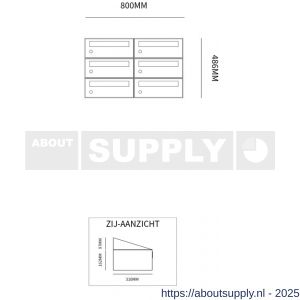 Allux Hive set postkast staal verzinkt gepoedercoat 2-breed 3-hoog zwart - S11201497 - afbeelding 2