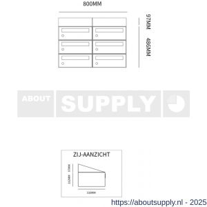 Allux Hive set postkast staal verzinkt gepoedercoat 2-breed 3-hoog met dak antraciet - S11201354 - afbeelding 2