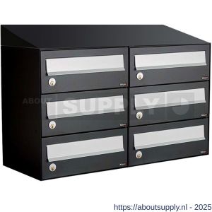 Allux Hive set postkast staal verzinkt gepoedercoat 2-breed 3-hoog met dak zwart - S11201498 - afbeelding 1