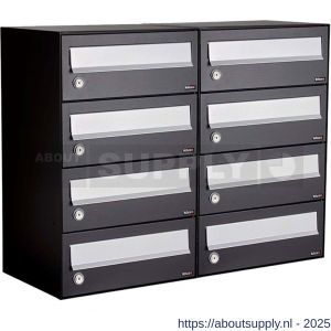 Allux Hive set postkast staal verzinkt gepoedercoat 2-breed 4-hoog zwart - S11201501 - afbeelding 1