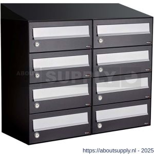 Allux Hive set postkast staal verzinkt gepoedercoat 2-breed 4-hoog met dak zwart - S11201502 - afbeelding 1