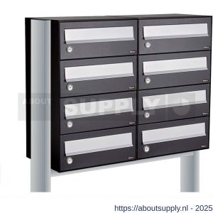 Allux Hive set postkast staal verzinkt gepoedercoat 2-breed 4-hoog op statief zwart - S11201504 - afbeelding 1