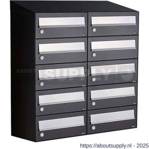 Allux Hive set postkast staal verzinkt gepoedercoat 2-breed 5-hoog met dak zwart - S11201506 - afbeelding 1