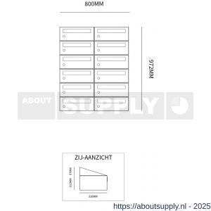 Allux Hive set postkast staal verzinkt gepoedercoat 2-breed 6-hoog antraciet - S11201365 - afbeelding 2