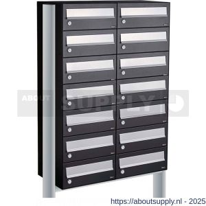 Allux Hive set postkast staal verzinkt gepoedercoat 2-breed 7-hoog op statief zwart - S11201516 - afbeelding 1
