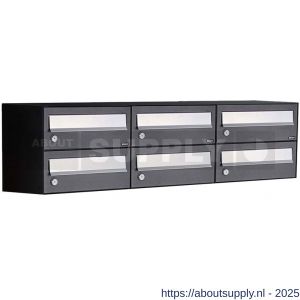Allux Hive set postkast staal verzinkt gepoedercoat 3-breed 2-hoog zwart - S11201517 - afbeelding 1