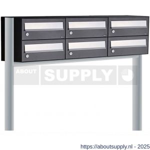 Allux Hive set postkast staal verzinkt gepoedercoat 3-breed 2-hoog op statief zwart - S11201520 - afbeelding 1