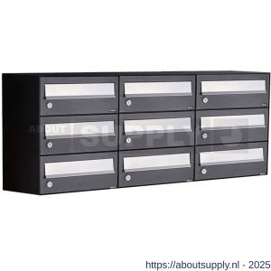 Allux Hive set postkast staal verzinkt gepoedercoat 3-breed 3-hoog zwart - S11201521 - afbeelding 1