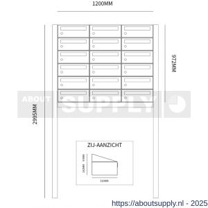 Allux Hive set postkast staal verzinkt gepoedercoat 3-breed 6-hoog op statief antraciet - S11201392 - afbeelding 2