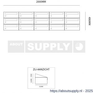 Allux Hive set postkast staal verzinkt gepoedercoat 5-breed 3-hoog antraciet - S11201425 - afbeelding 2