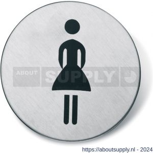 Almar pictogram rond Vrouw zelfklevend RVS inox - S11200655 - afbeelding 1