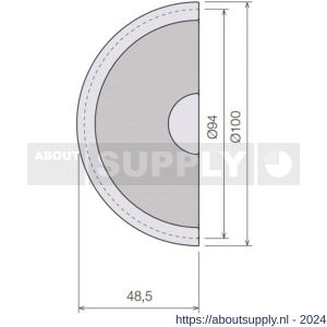Didheya schuifdeurkom 1/2 cirkel 40 mm deur RVS inox - S11200650 - afbeelding 2