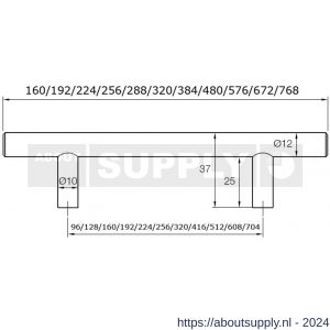 Didheya T-model meubelgreep T-10 96 mm inox - S11201095 - afbeelding 2
