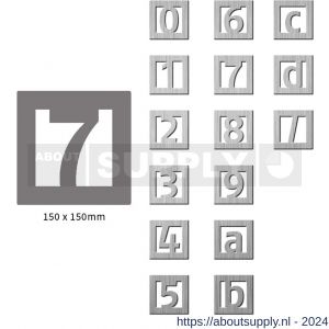 Didheya vierkant huiscijfer 60 mm nummer 1 RVS inox - S11200498 - afbeelding 2
