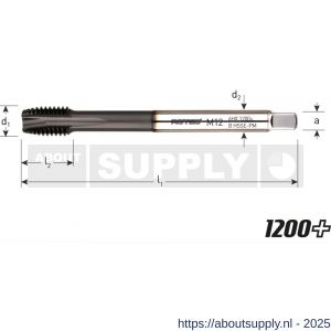 Rotec 336.376 HSS-E PM machinetap 1200+ doorlopend DIN 376 type B M20x2,5 mm - S50905538 - afbeelding 2